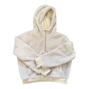 Lululemon Women’s Textured Fleece Half Zip Hoodie White Opal Size 14